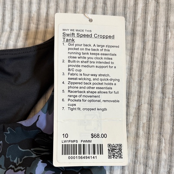 Lululemon Swift Speed Cropped Tank ~ Size 10 ~ Flower Meld Multi ~ NWT - Picture 3 of 11